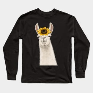 Cute Sunflower Llama Long Sleeve T-Shirt